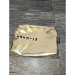 Hayward Gold Leather Denim Zip Small Flat Cosmetic Make Up Beauty Bag